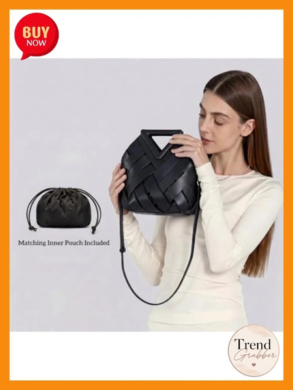 Woven Bucket Crossbody Bag, Vegan Leather Hobo Purse with Shoulder Strap
